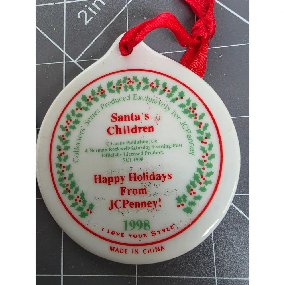 Norman Rockwell JCPenney Christmas Ornaments Set 1996 1997 1998 Santa Porcelain